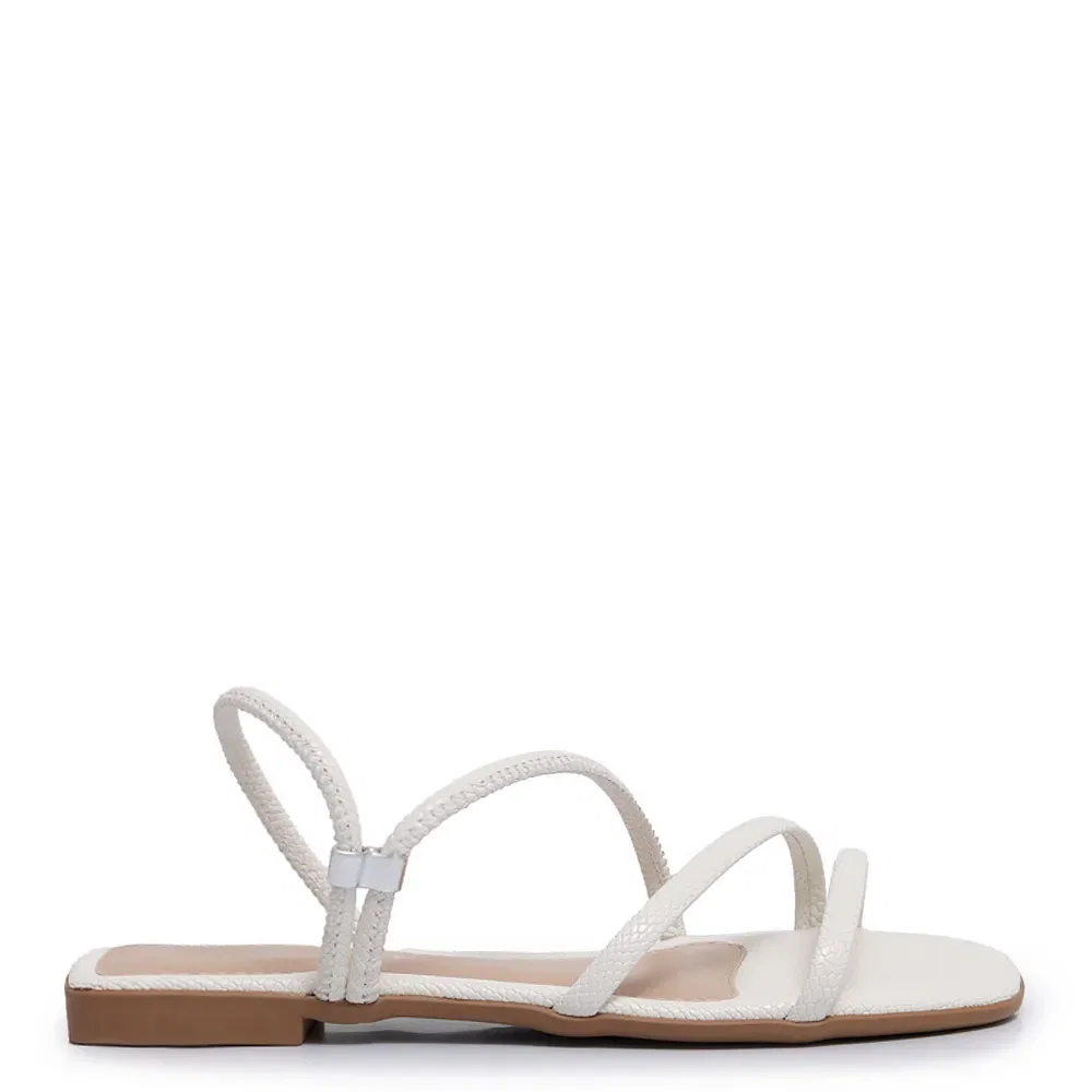 Rasteira Off White Tiras Texturizadas