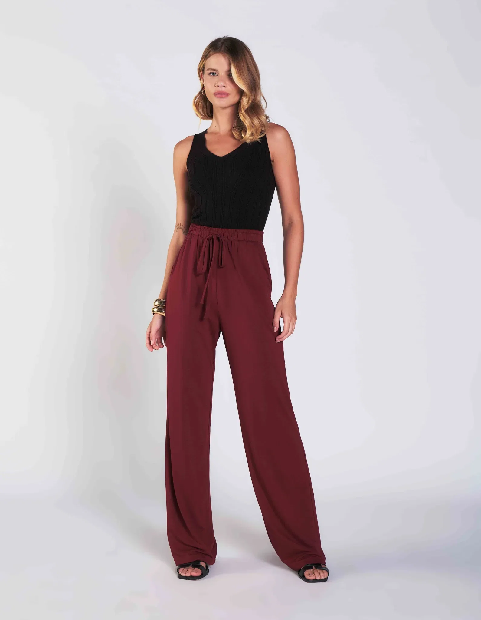 Calça Pantalona Basica - Vinho