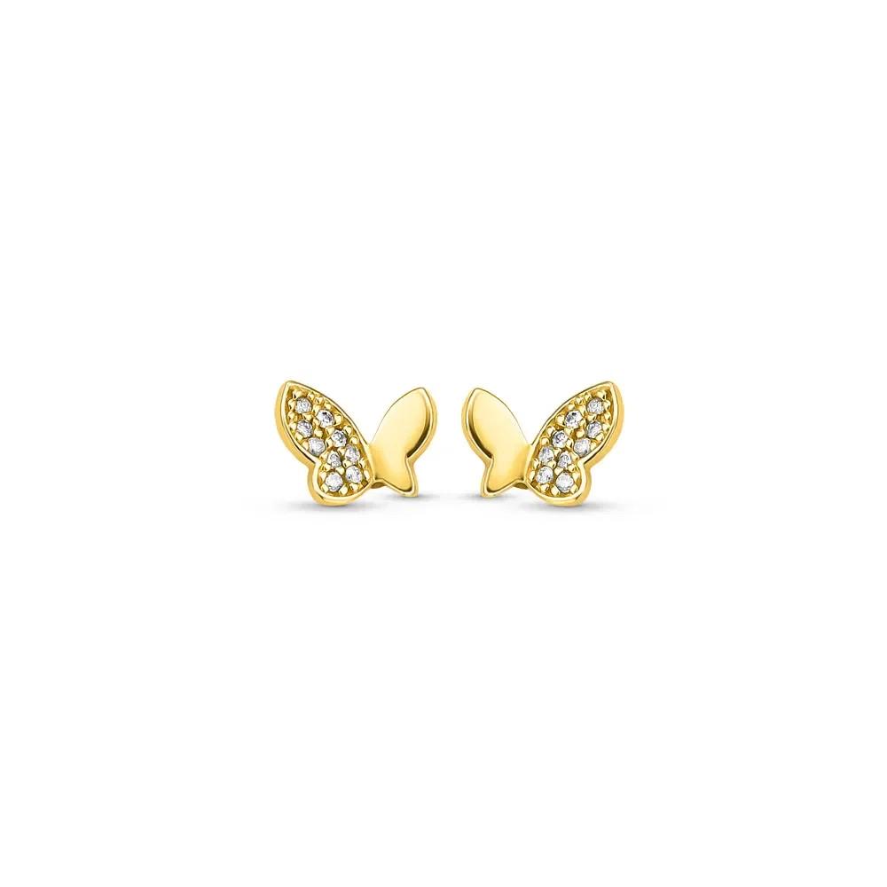 Brinco Baby Borboleta em Ouro Amarelo 18k com Diamantes — imagem 1