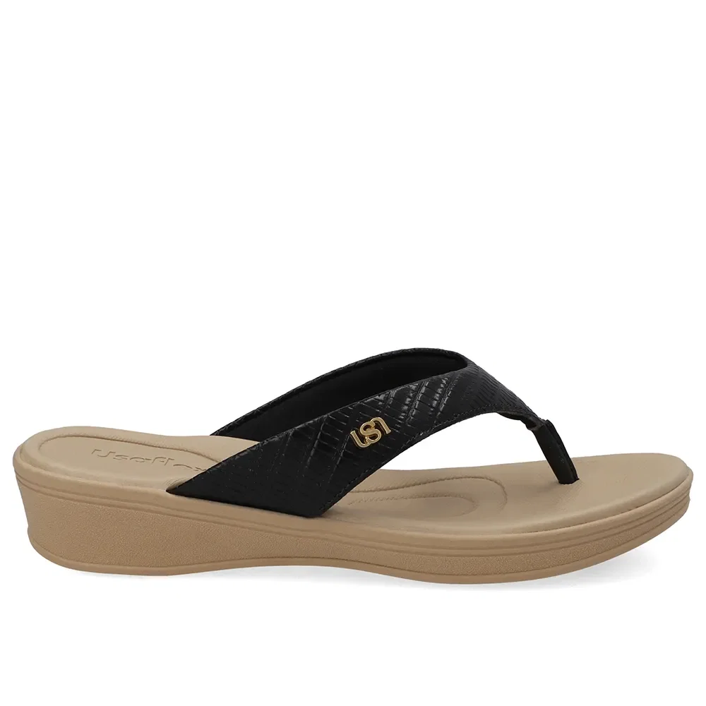 Chinelo Salto Plataforma Couro Preto — imagem 1