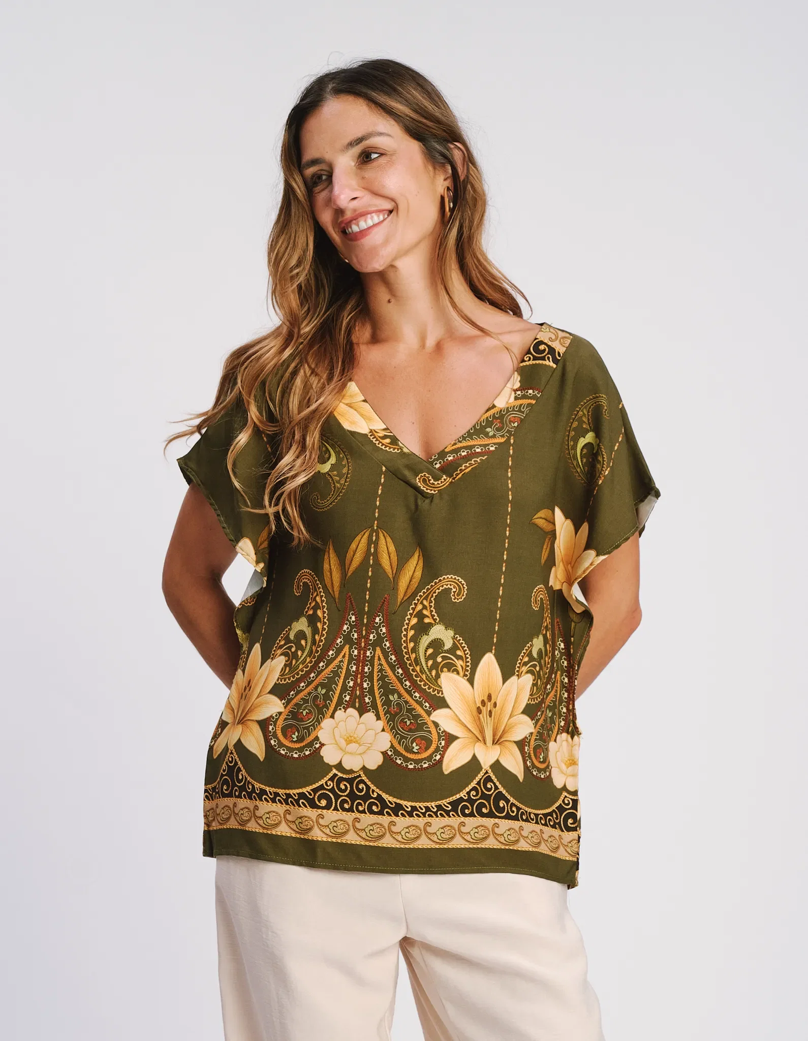 Blusa Estampada Azaleia Barrada - Verde