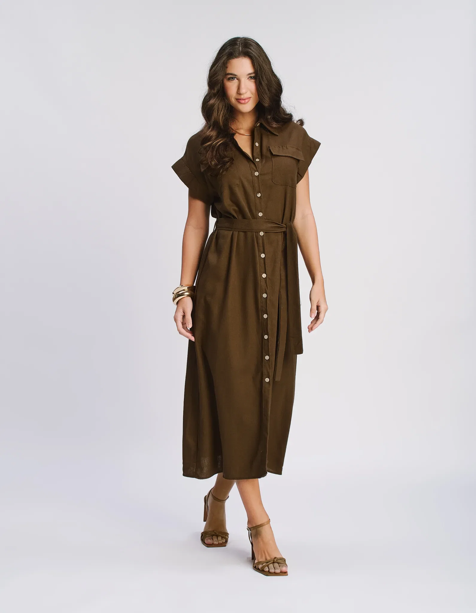 Chemise Alfaiataria Botões - Marrom — imagem 1