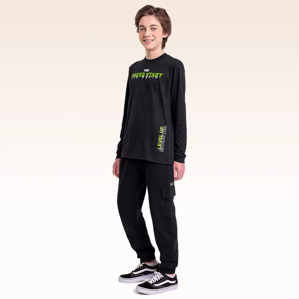 Calça em moletom com bolso