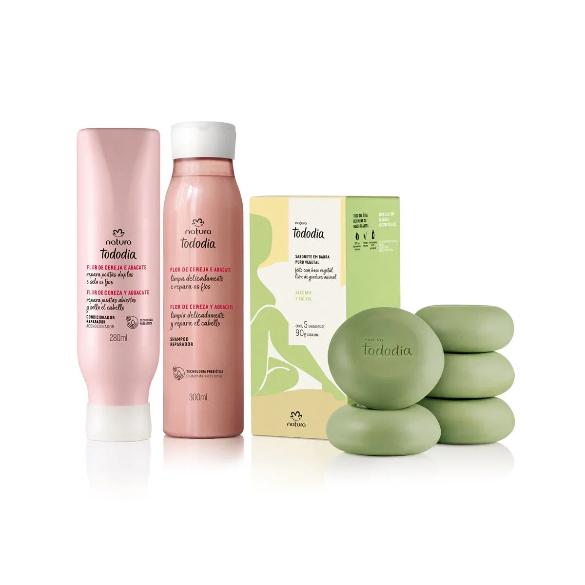 Kit Reparador Tododia Flor de Cereja e Abacate e Sabonete Alecrim e Sálvia (3 produtos)