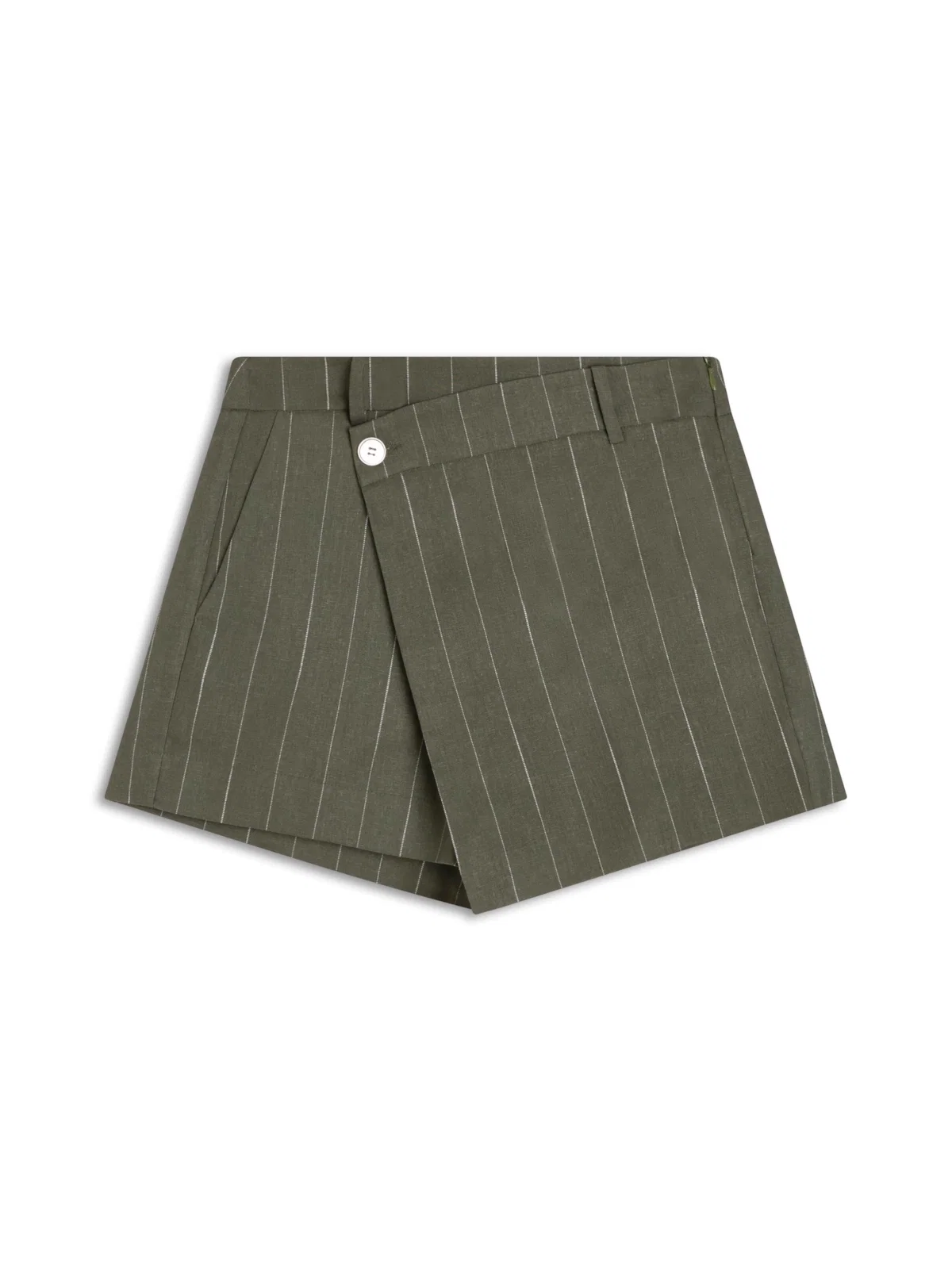 Linho Risca Giz Skirt Like Mini Musgo — imagem 1