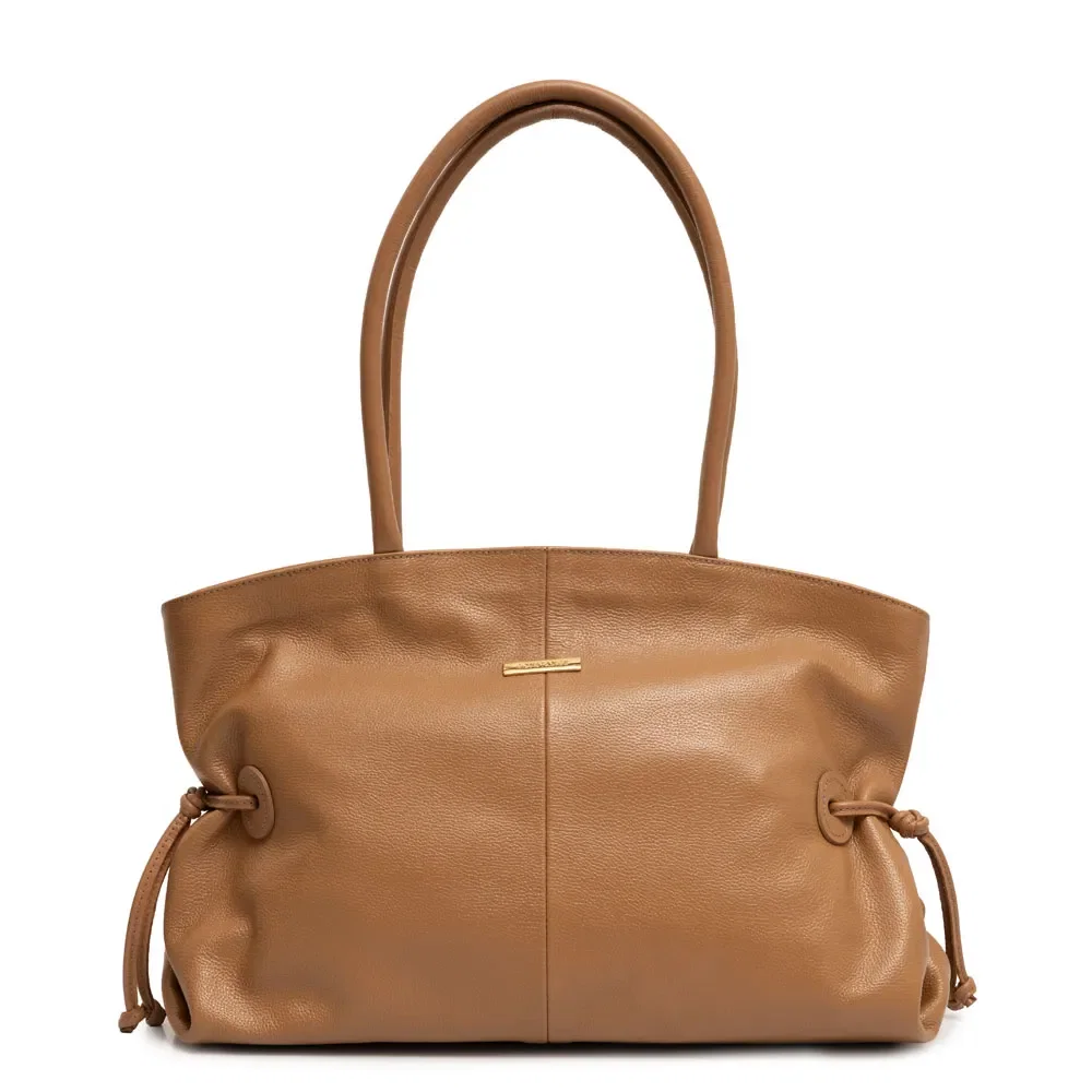 Bolsa Shopping Couro Puxadores Caramelo — imagem 1