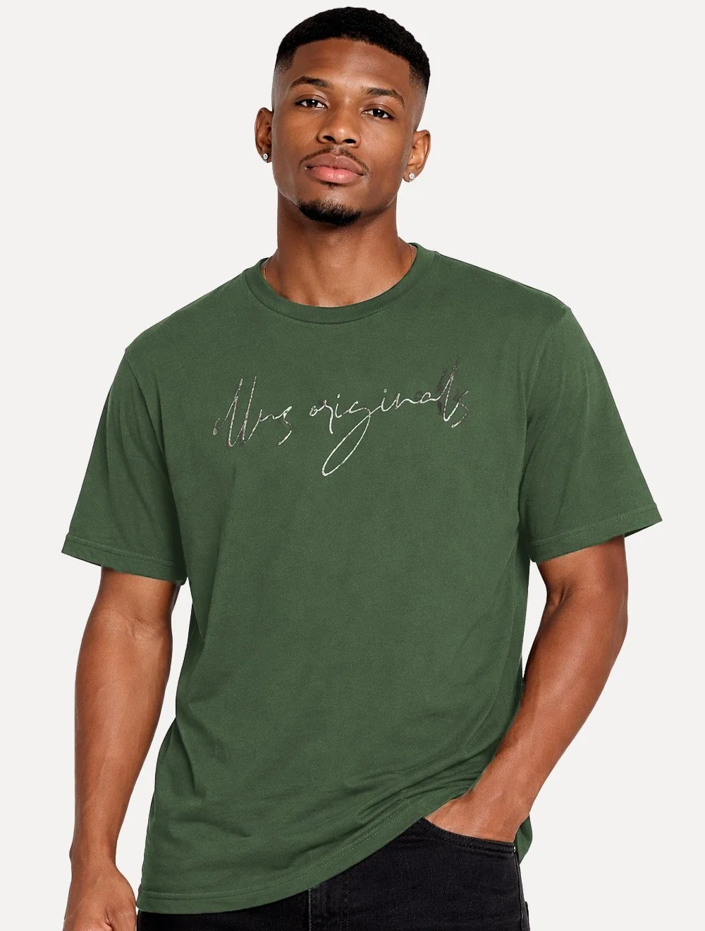 Camiseta Ellus Masculina Signature Foil Verde Militar