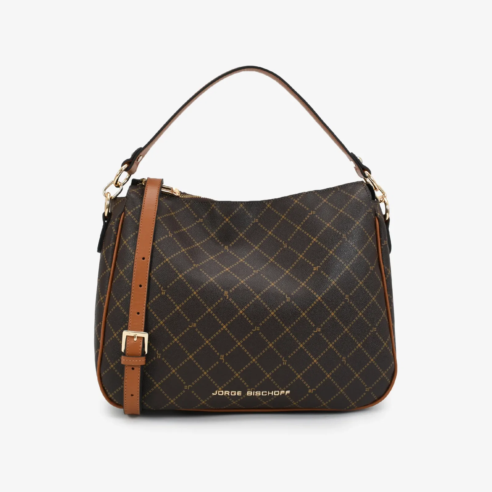 Bolsa De Ombro Marrom Monograma JB
