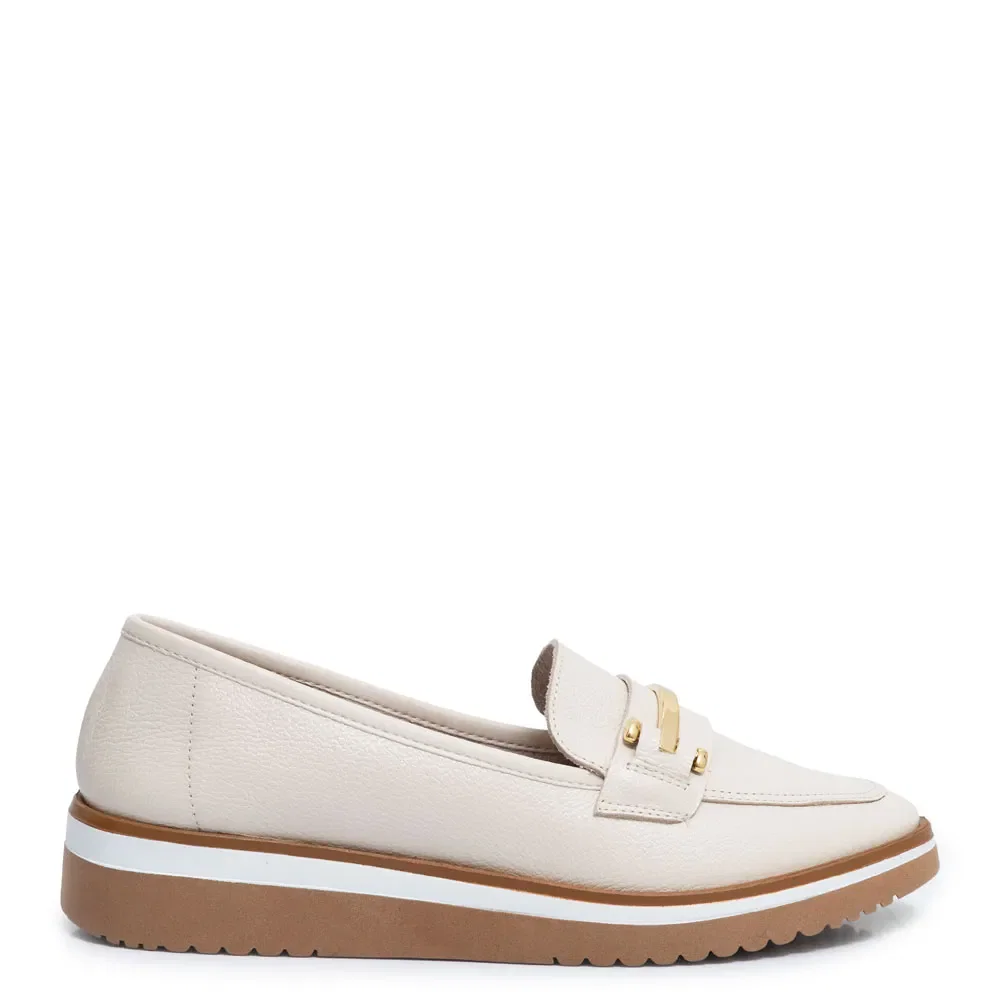 Mocassim Off White Couro Bridão