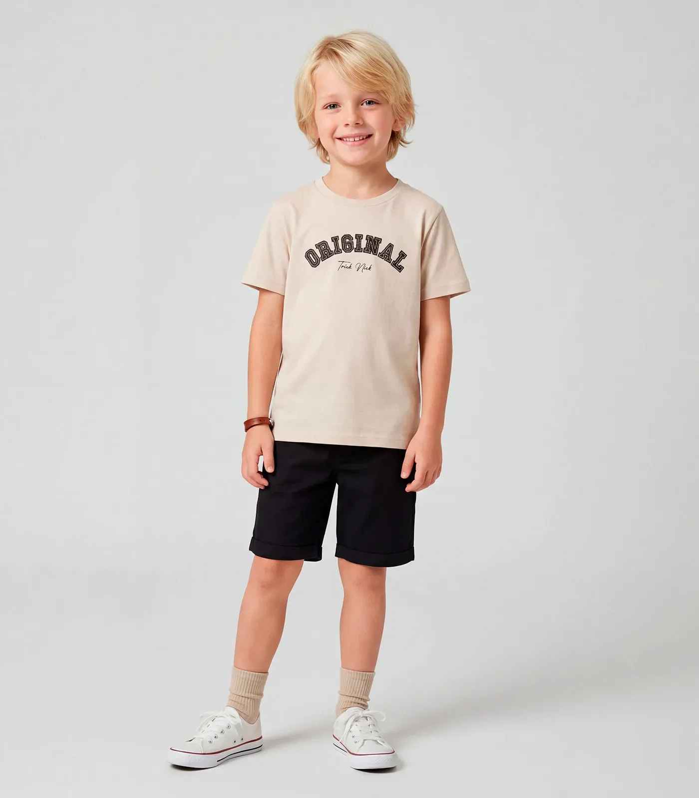 Conjunto Masculino Camiseta com Bermuda Trick Nick Bege — imagem 1