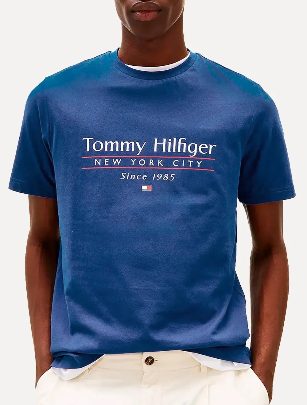 Camiseta Tommy Hilfiger Masculina Center Stack Azul Royal — imagem 1