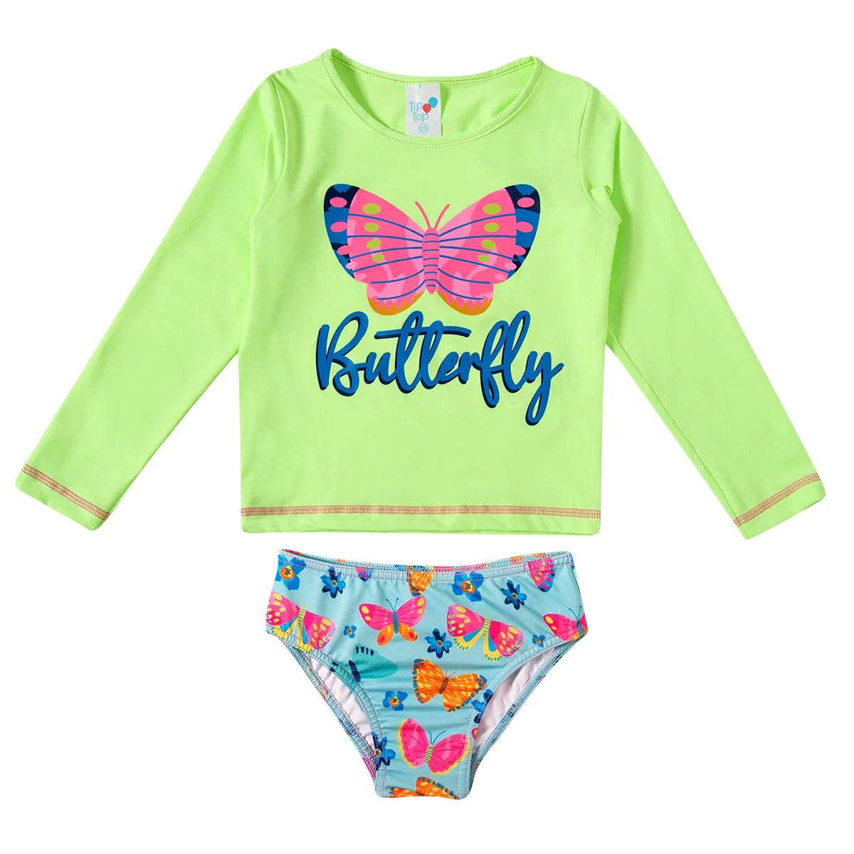 Conjunto Praia Toddler Butterfly Lycra Proteção Uv 50+ Tip Top