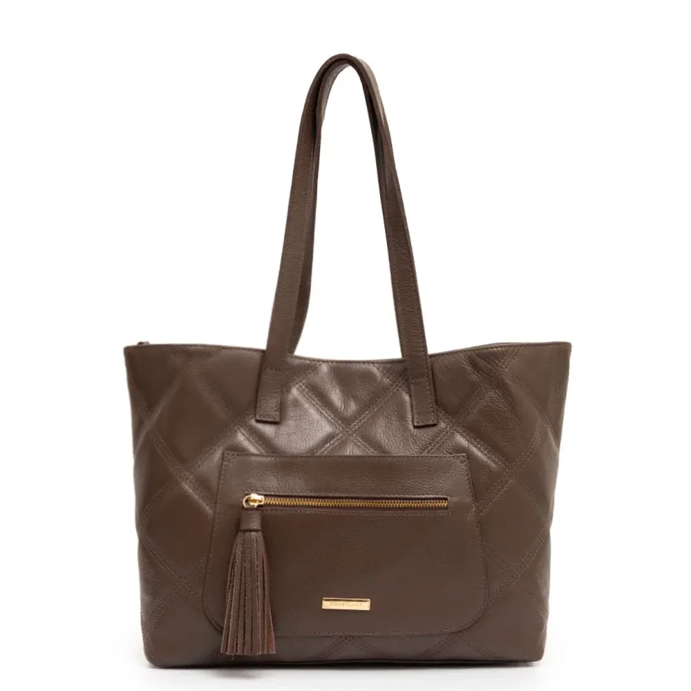 Bolsa Shopping Couro Matelassê Café