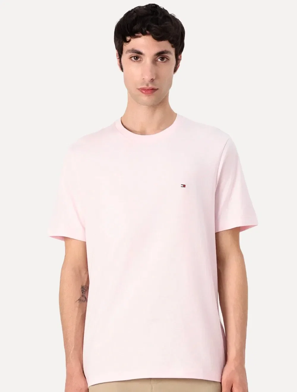 Camiseta Tommy Hilfiger Masculina Essential Cotton Rosa Claro — imagem 1