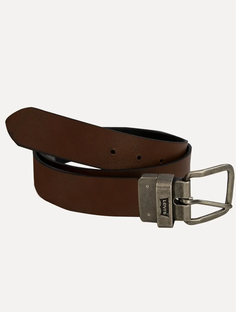 Cinto Levis Masculino Couro Reversible Old Metal Batwing Preto / Marrom Café — imagem 1