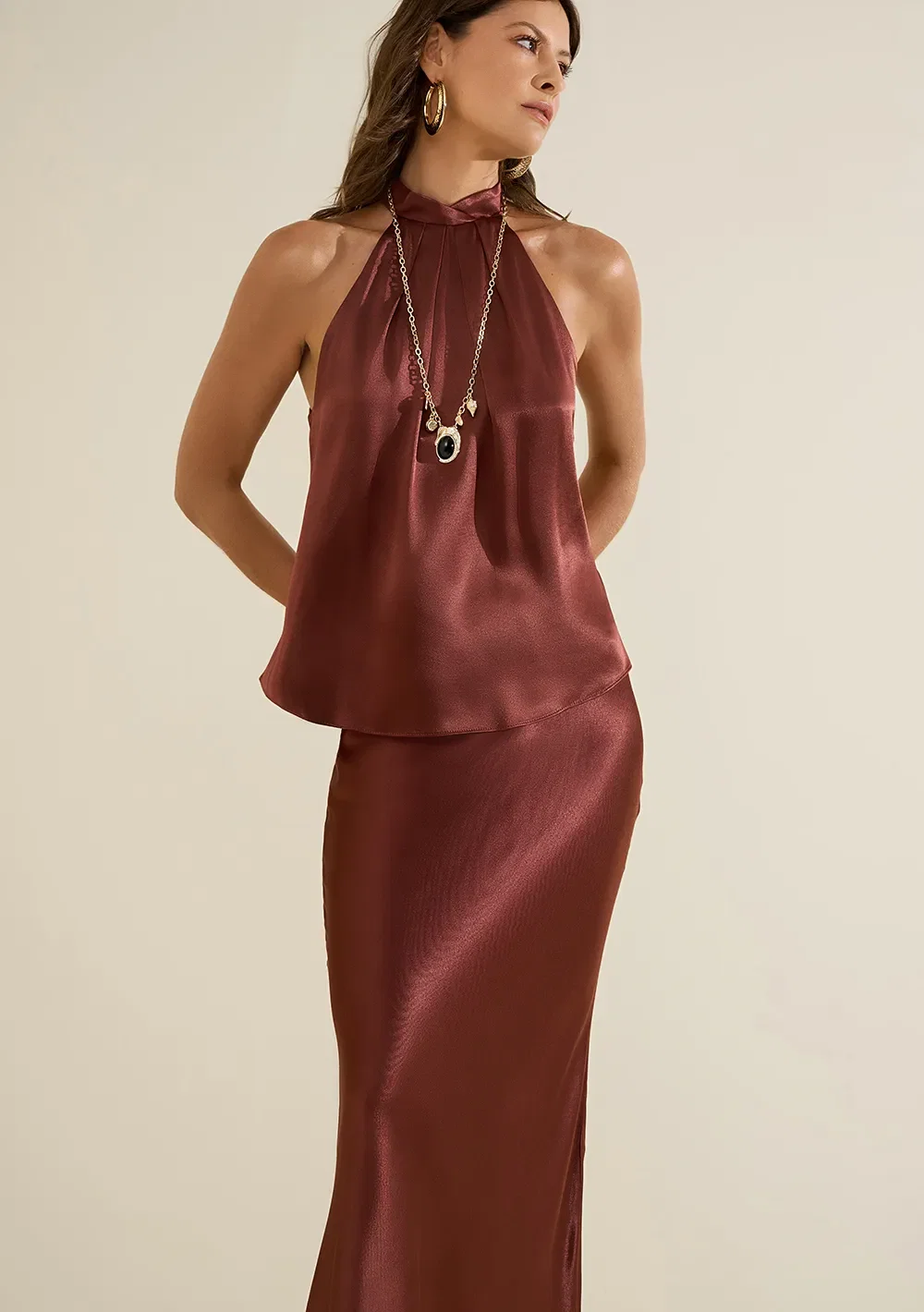 Blusa Gola Alta Umbra Marrom — imagem 1