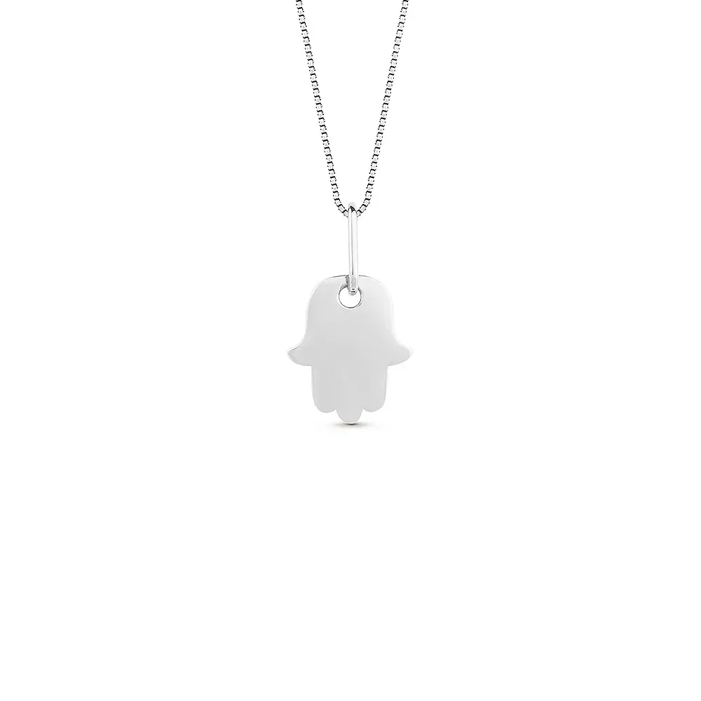 Pingente Personalizável Hamsá em Ouro Branco 18k, 16.5mm — imagem 1