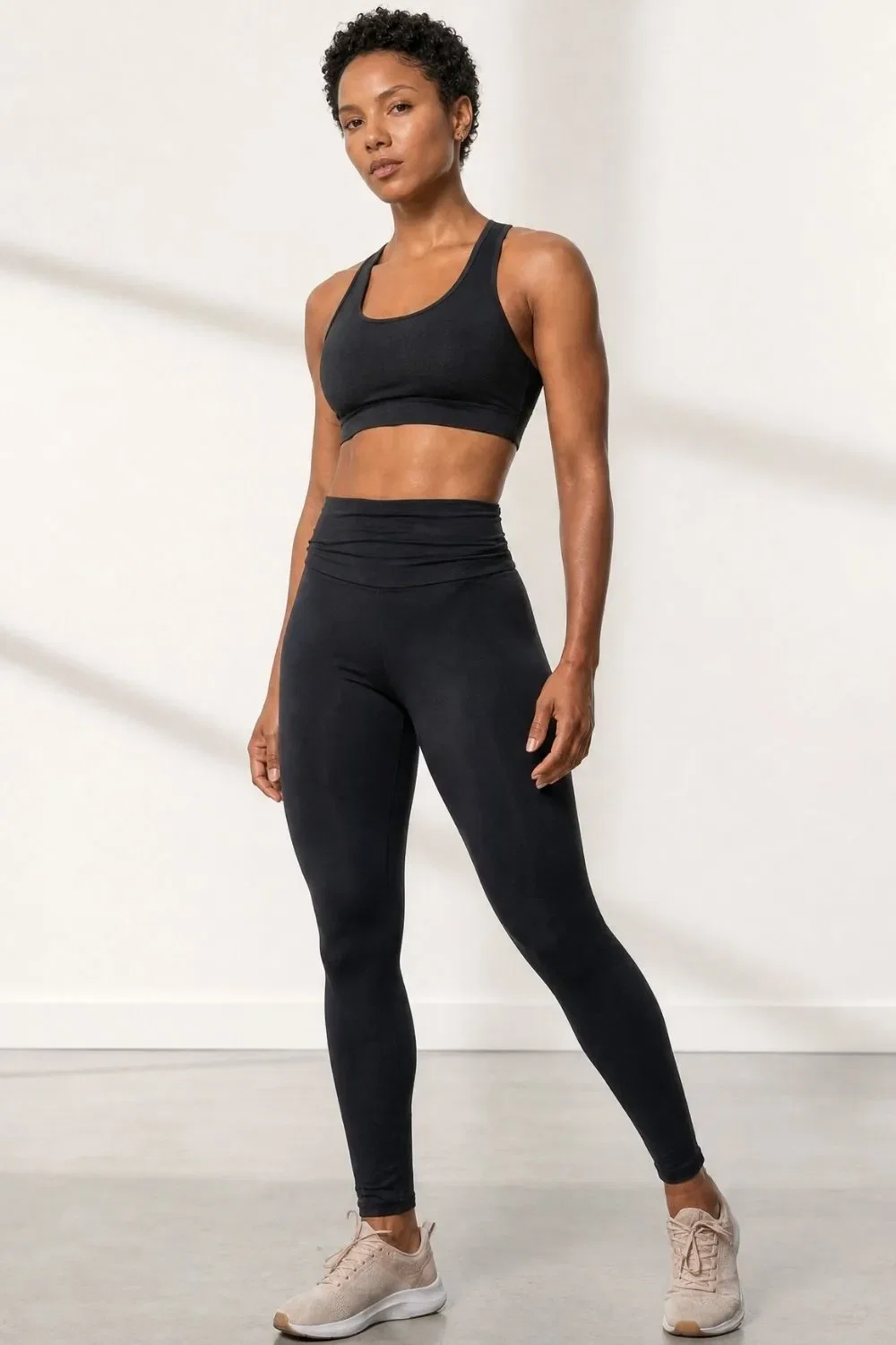 Calça Legging Fitness Cós Franzido Polo Wear Preto