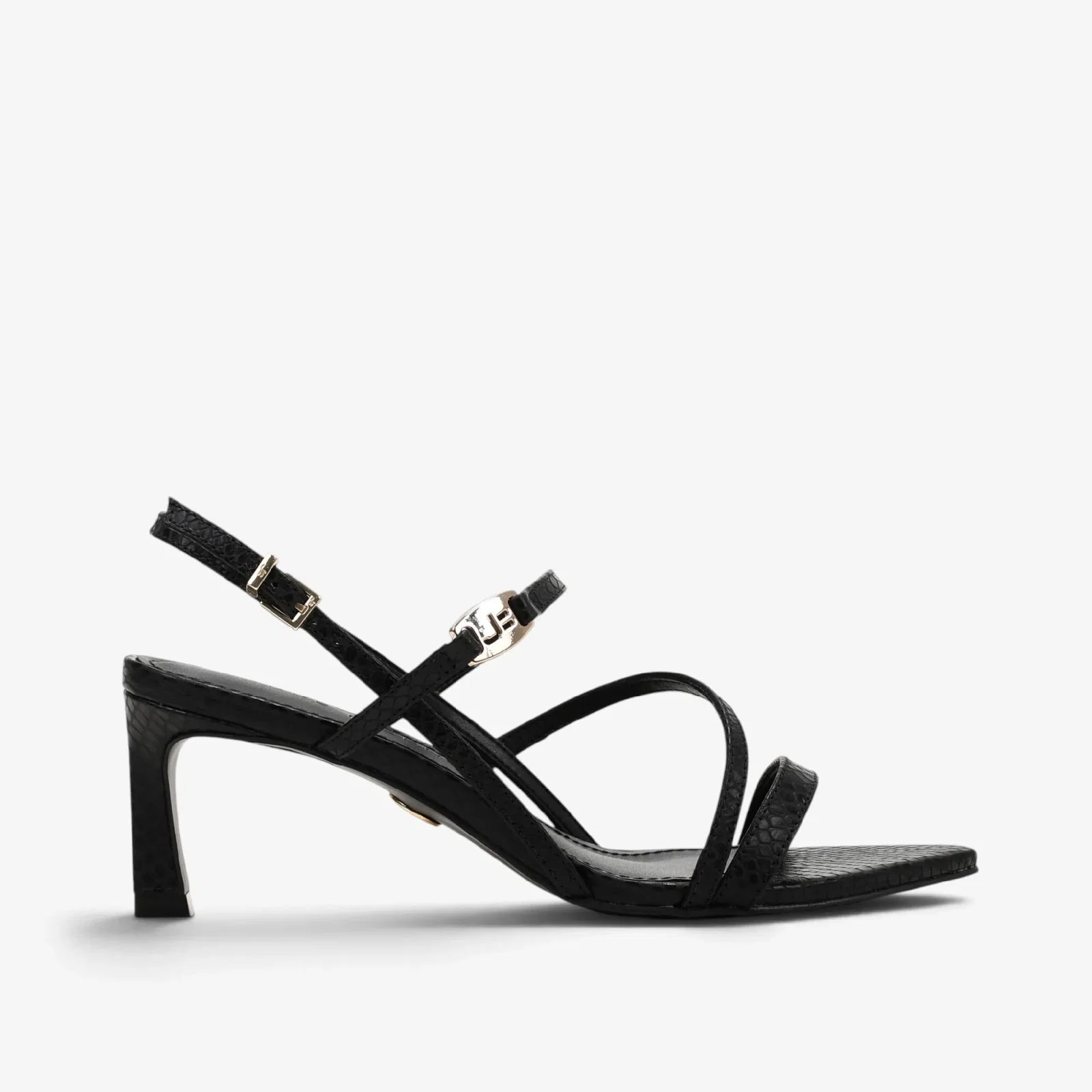 Sandália Preto Couro Snake