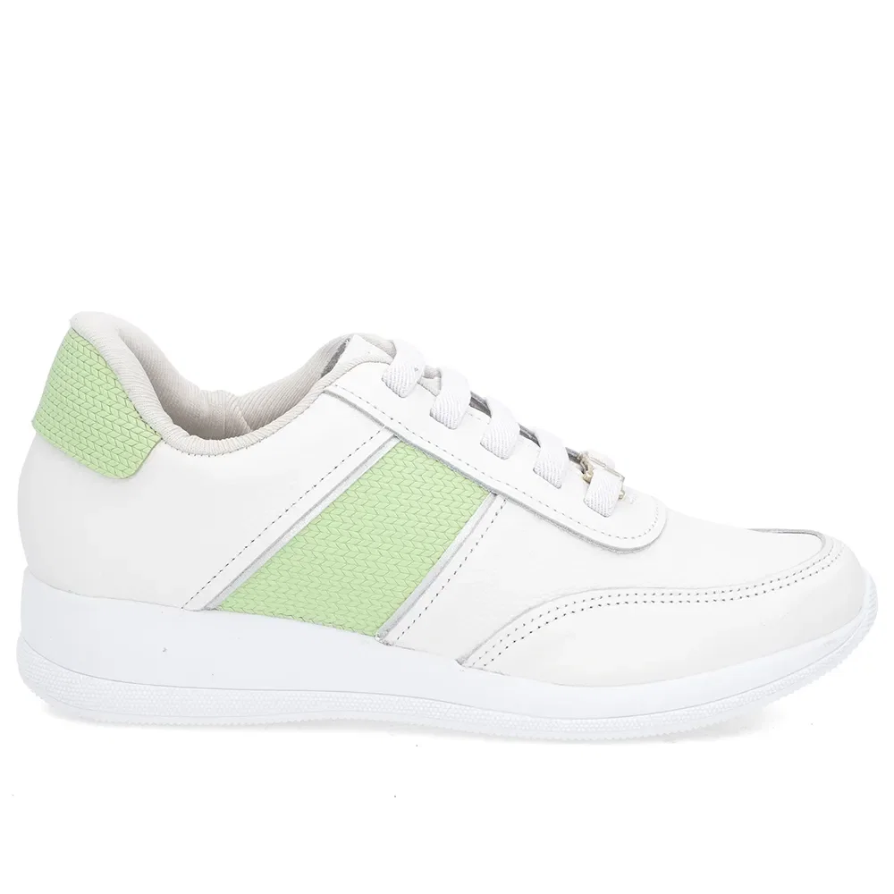 Tênis Branco Couro Detalhe Verde — imagem 1