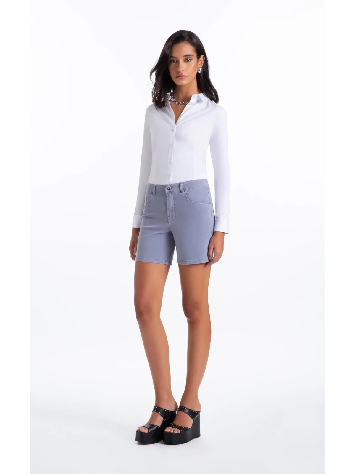 Bermuda Color Twill Power Classic 5 Pockets Blue Vintage — imagem 1