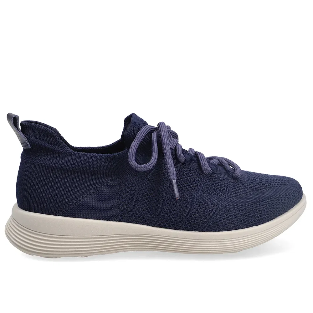 Tênis Slip On Em Tricot Azul Com Cadarço — imagem 1