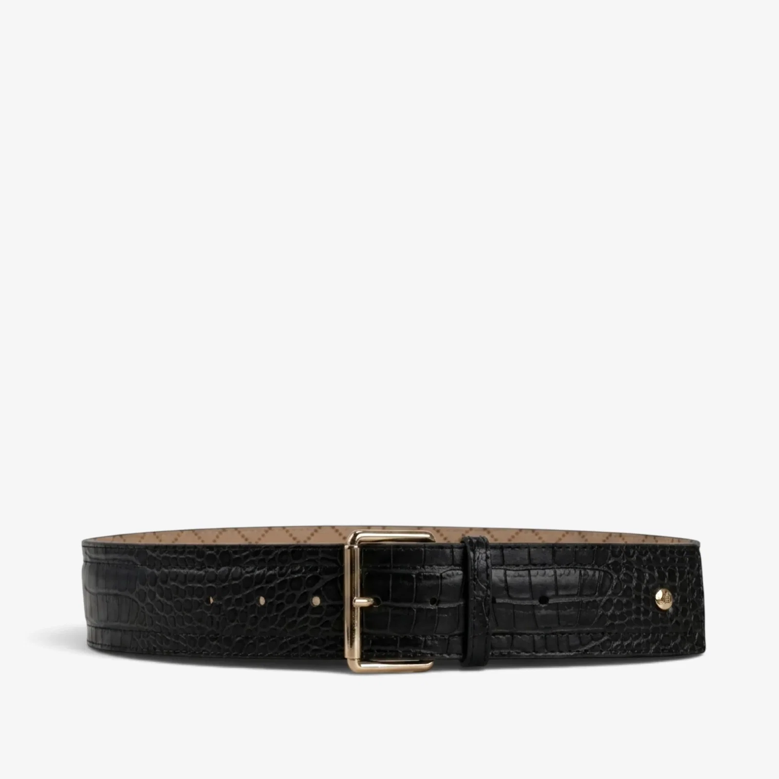 Cinto Preto Couro Croco