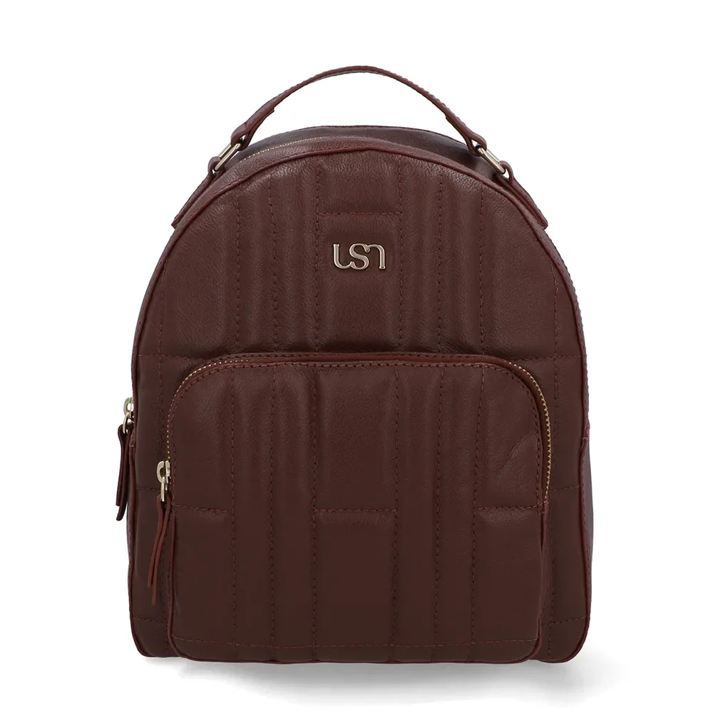 Mochila Couro Vermelha Matelassê Bolsa Frontal — imagem 1