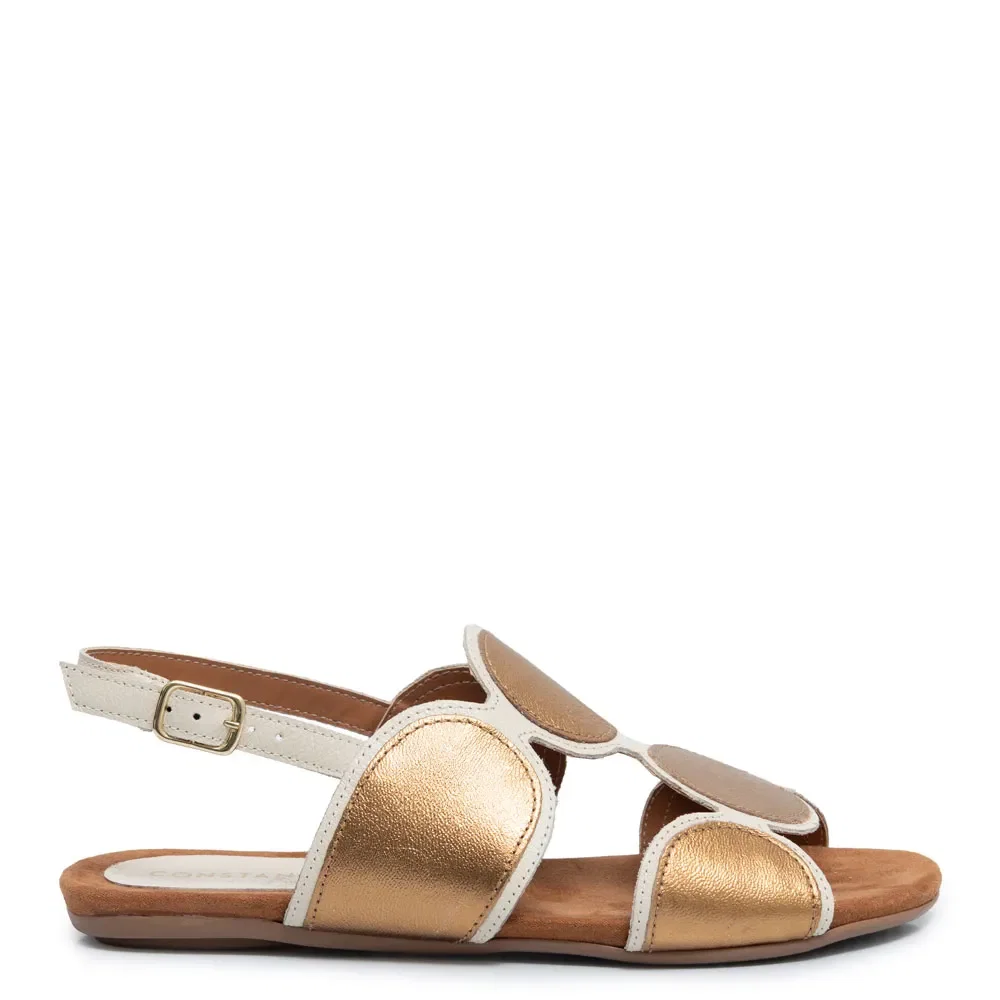 Rasteira Bronze Comfort Couro Recortes — imagem 1