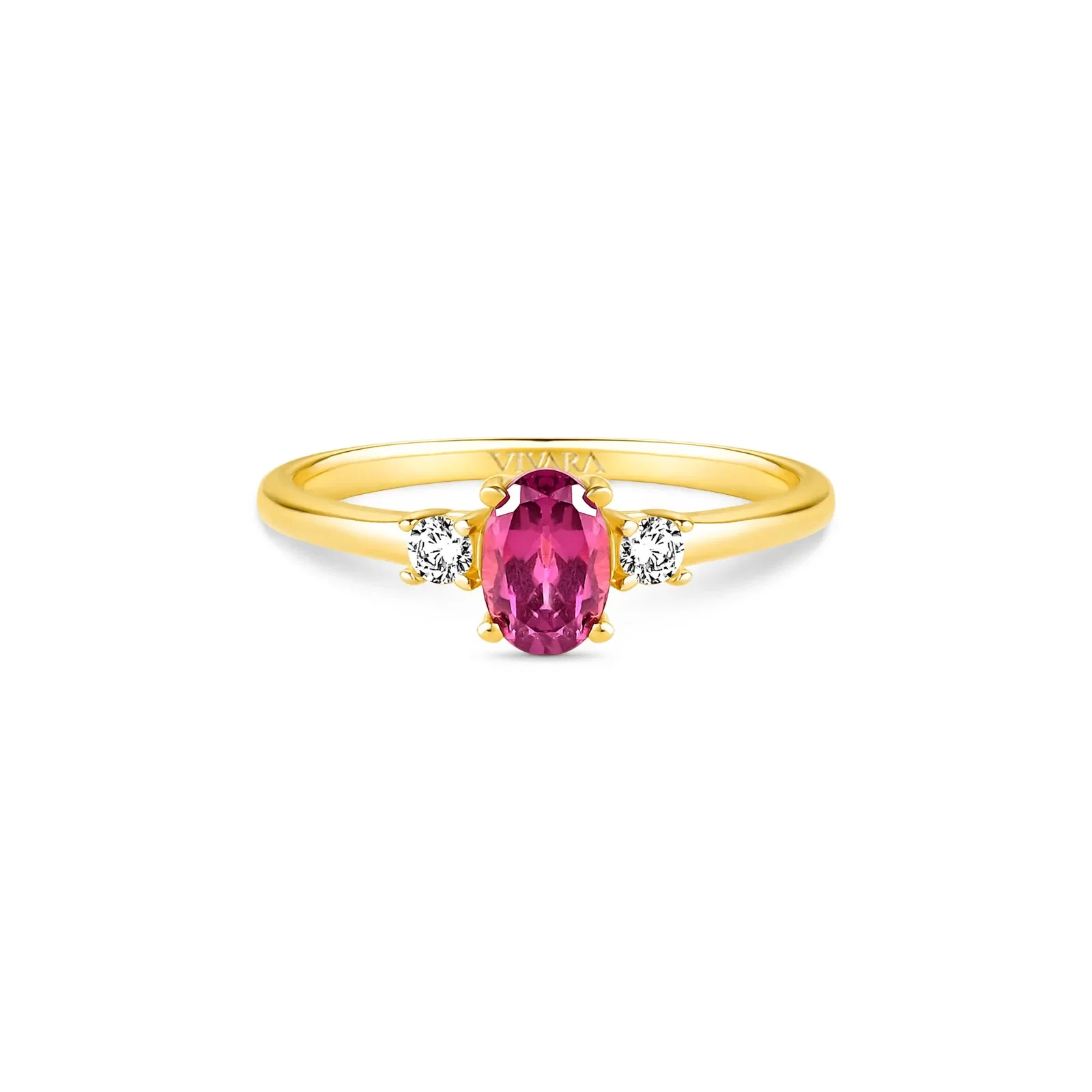Anel Duquesa em Ouro Amarelo 18k com Rodolita e Diamantes 0,09 ct