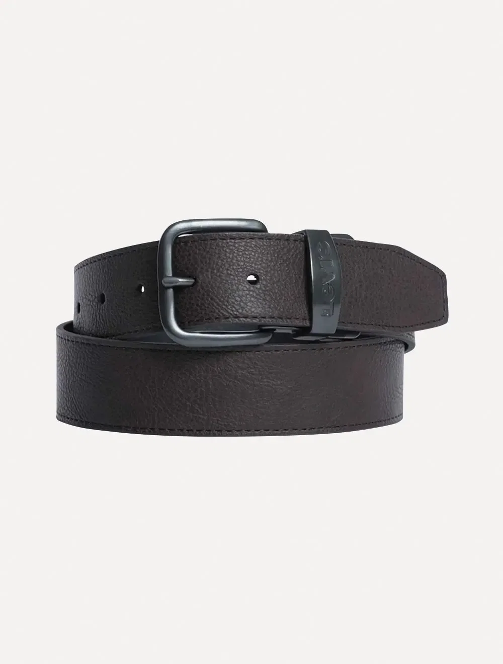 Cinto Levis Masculino Couro Reversible Metal Preto / Marrom Café — imagem 1