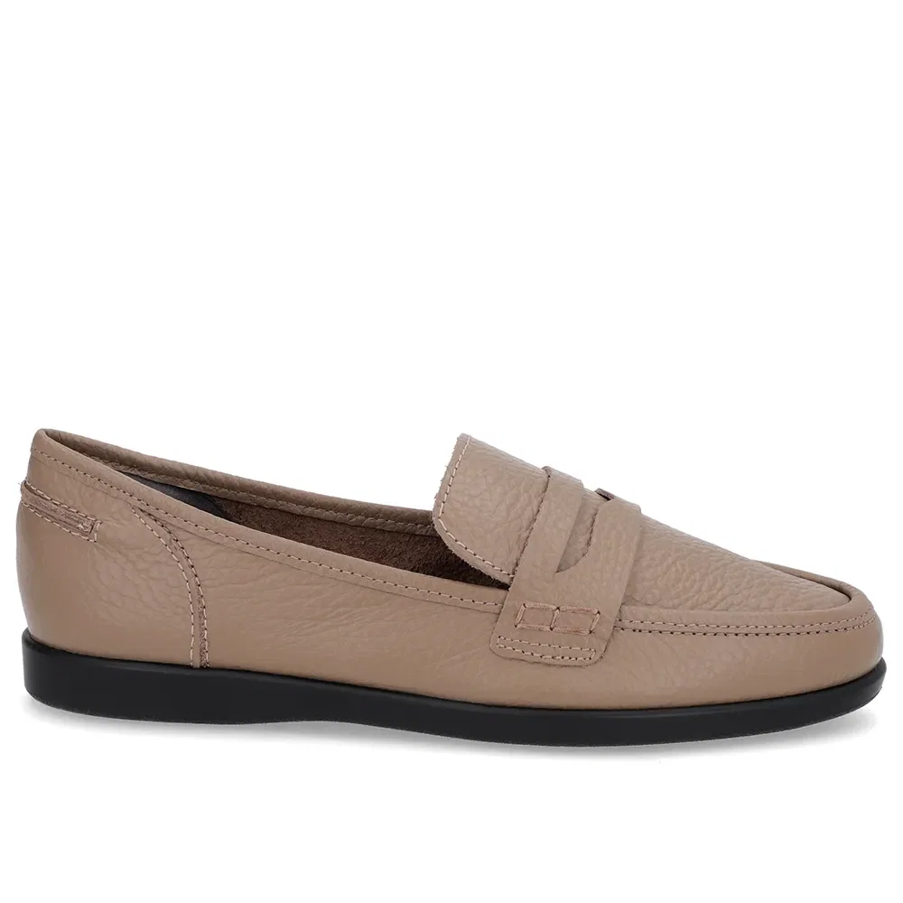 Loafer Casual Marrom Claro Couro Tira — imagem 1