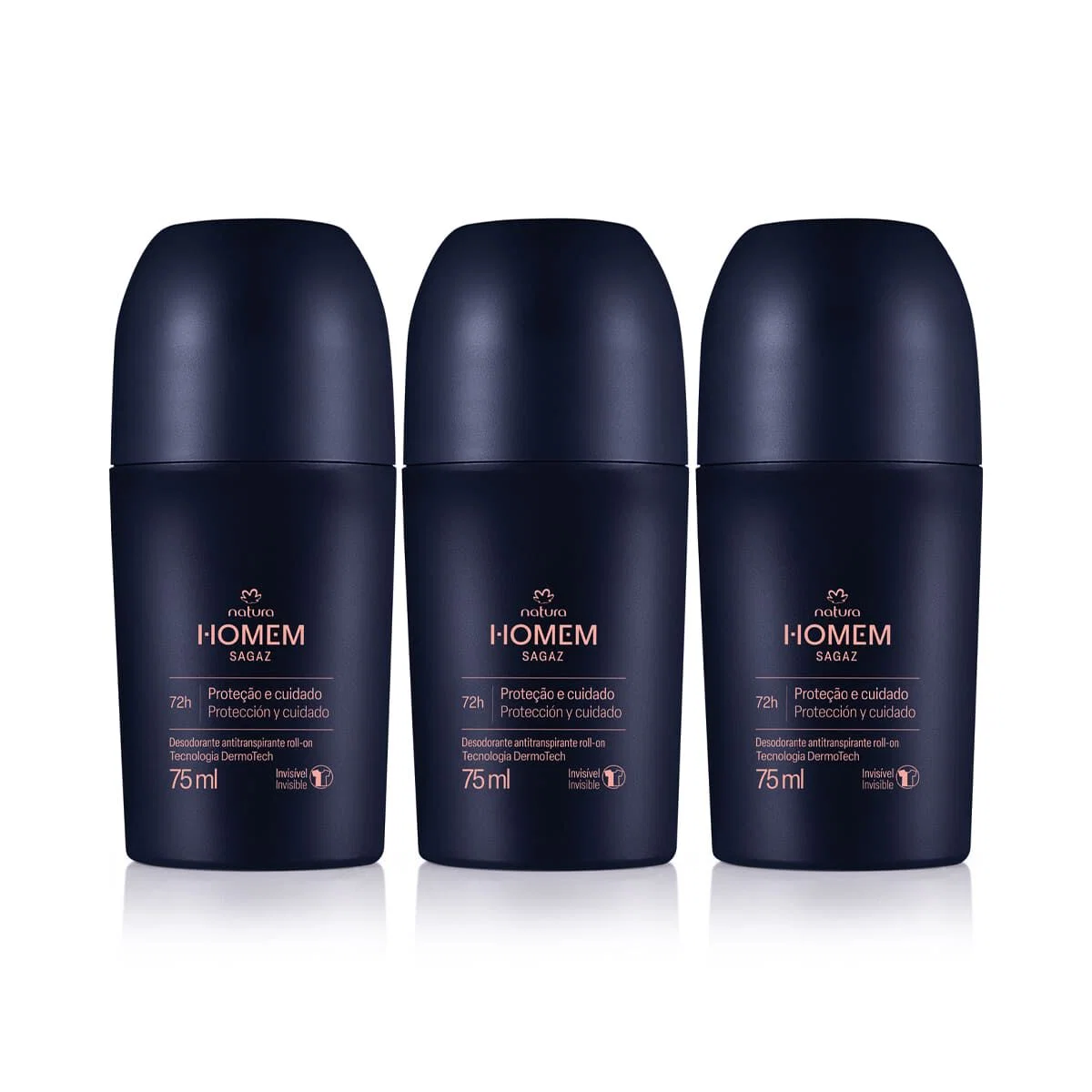 Kit Desodorante Antitranspirante Roll-on Natura Homem Sagaz (3 unidades)