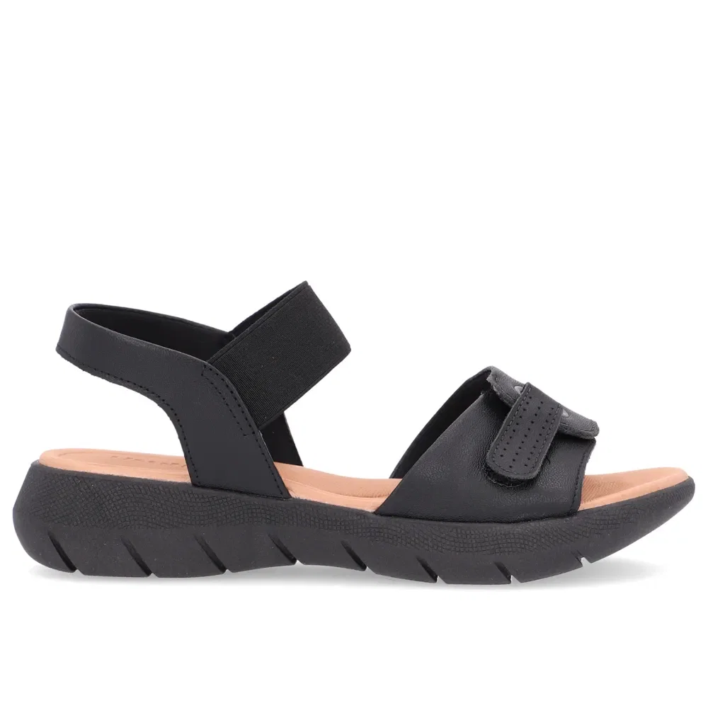 Sandália Salto Plataforma Couro Preto Ajuste Fecho-Flex — imagem 1