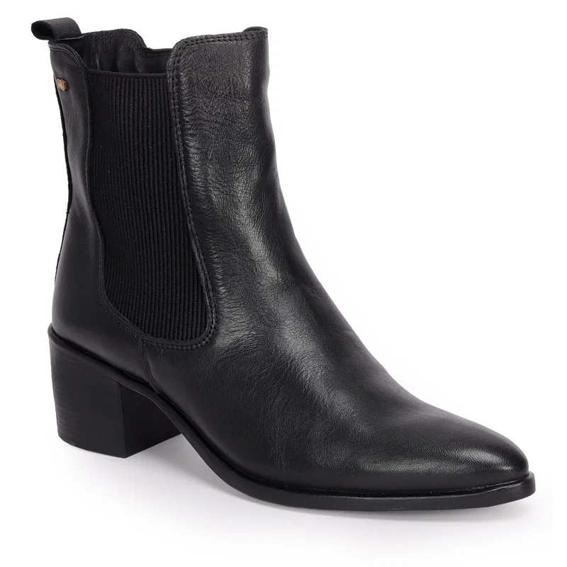 Bota Cano Curto Couro Com Elastico 5cm