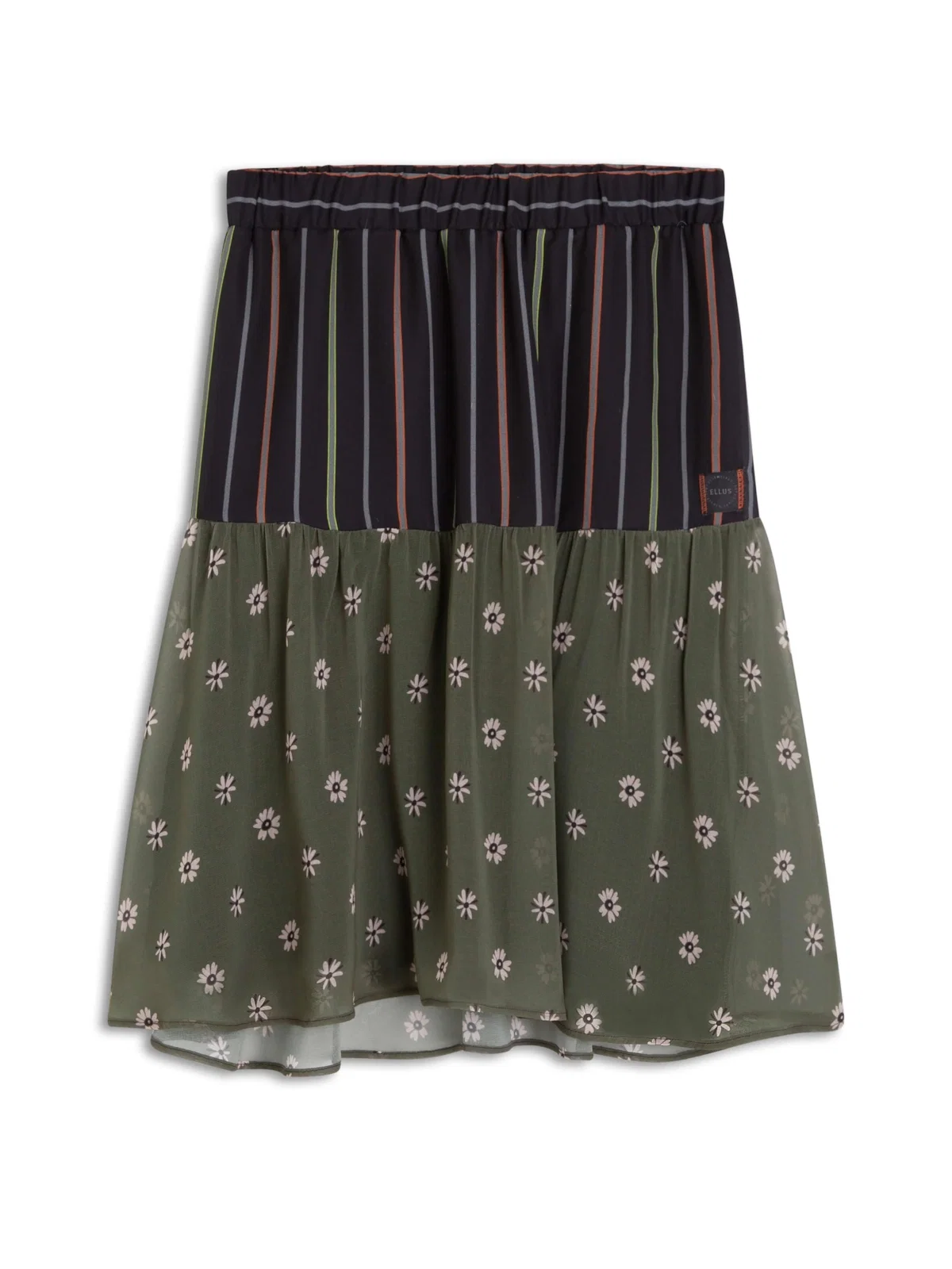 Chiffon Stripes Ruffle Preto C/ Laranja