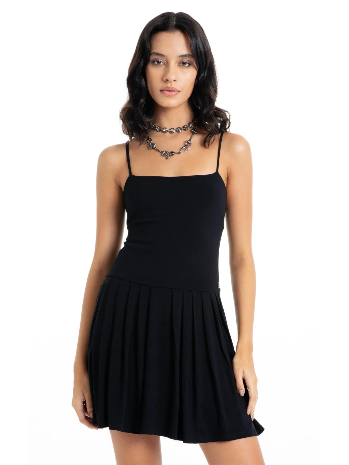 Vestido Ellus Crepe Desire Strapp Mini Preto