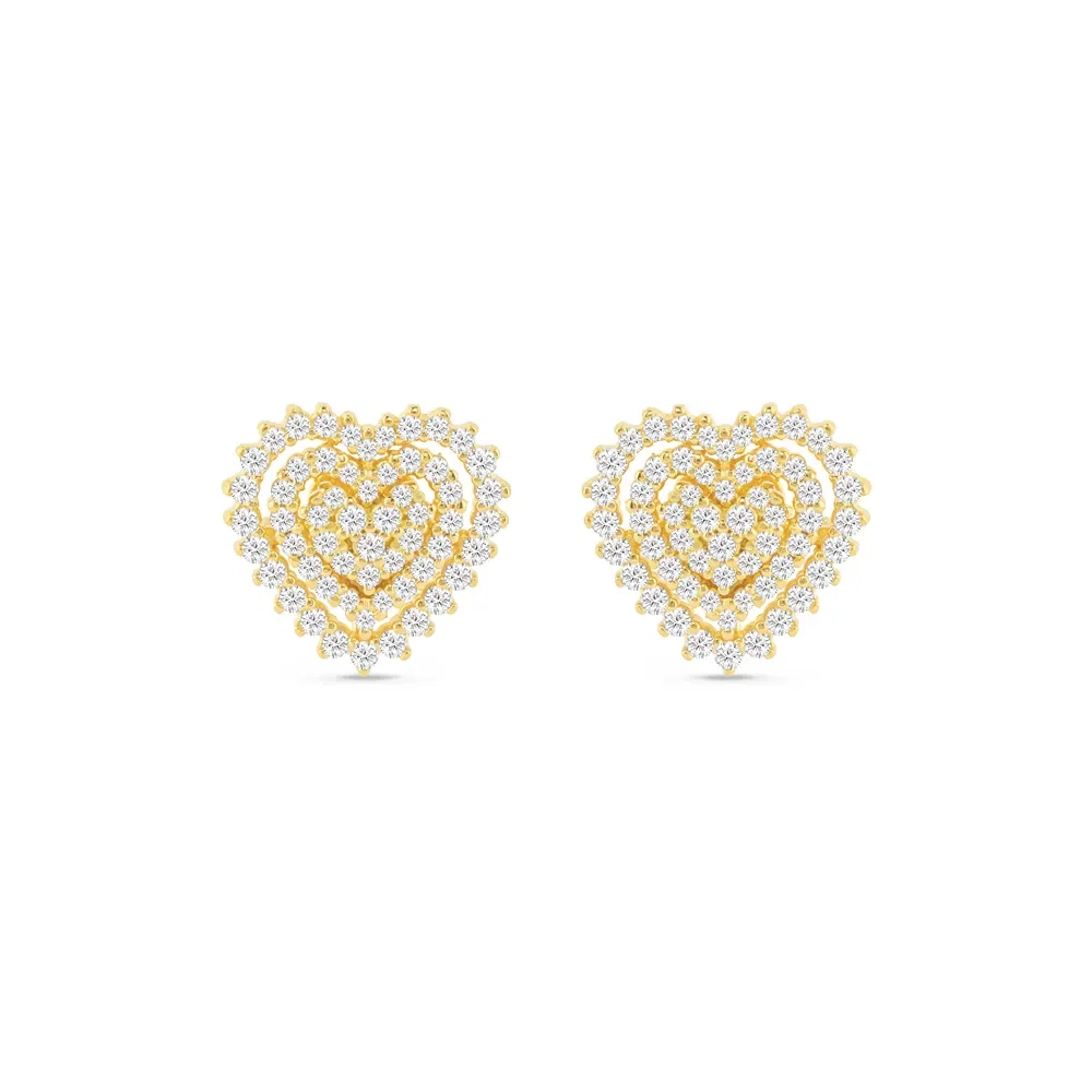 Brinco Clássico Especial Coração em Ouro Amarelo 18k com Diamantes 0,69ct — imagem 1
