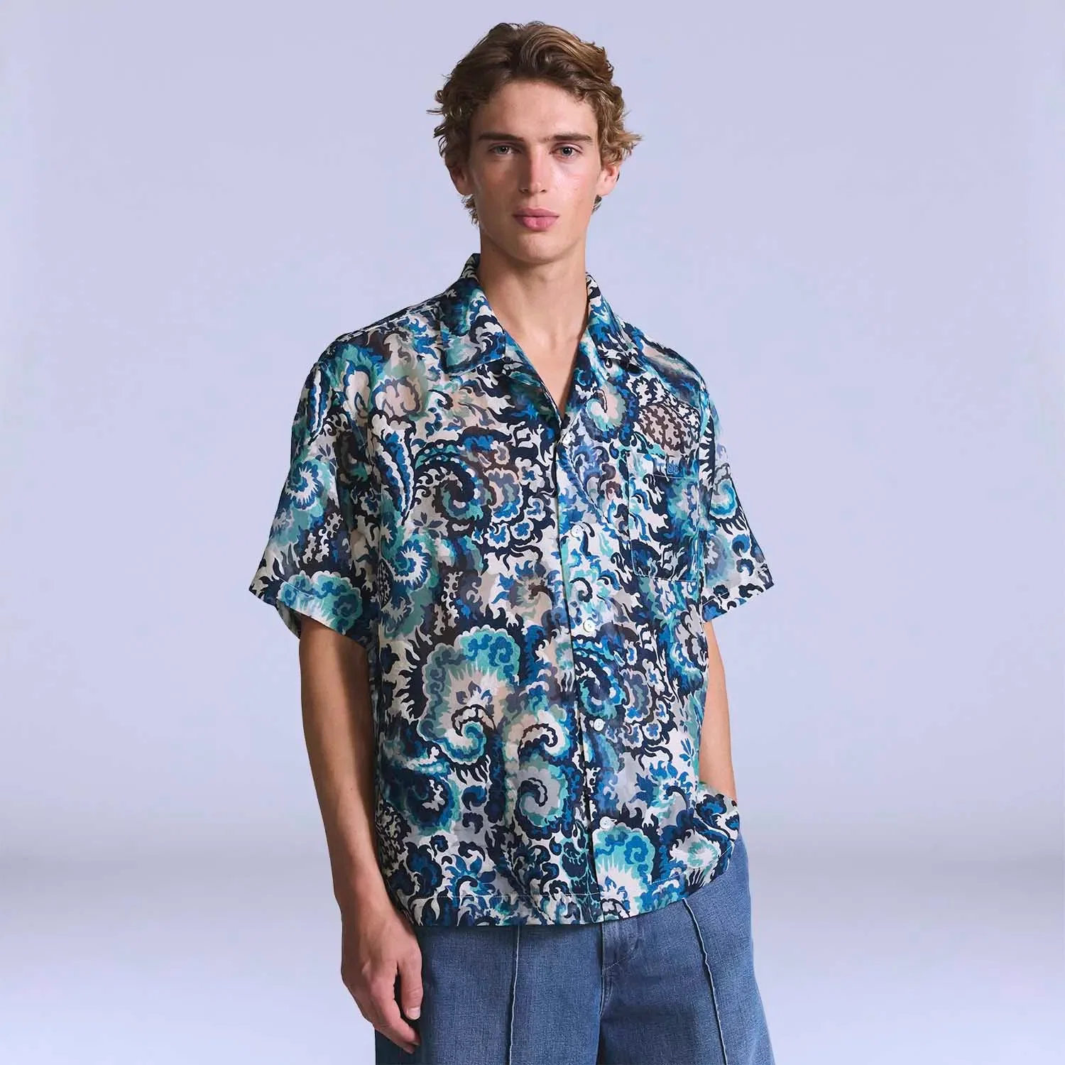 Camisa Levi's® Blue Tab Camp Shirt Azul Manga Curta — imagem 1