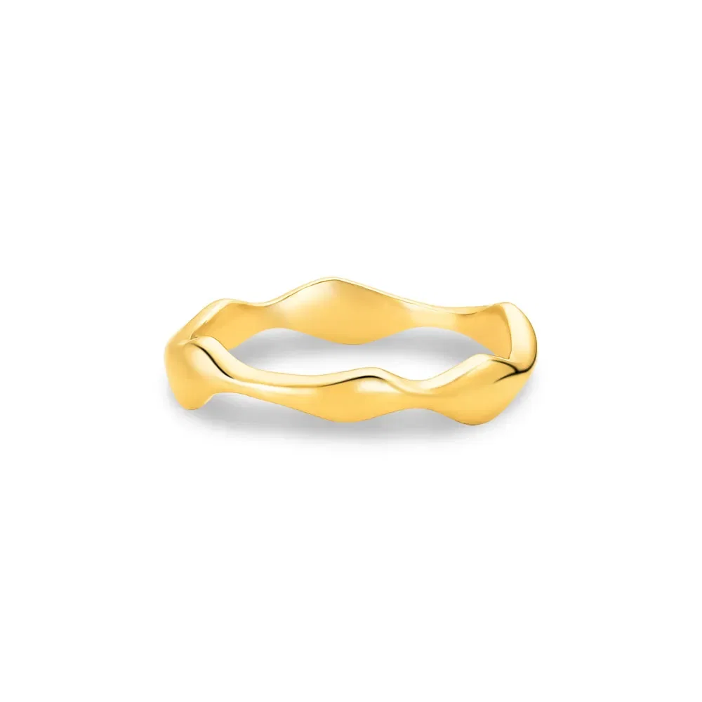 Anel Life Ondas em Prata 925 com Banho de Ouro Amarelo 18k