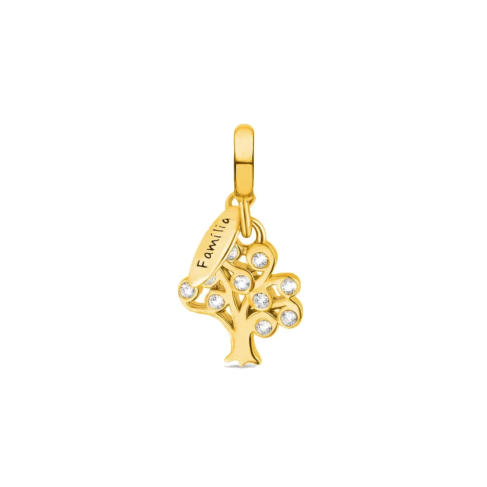 Pingente Life Amor Árvore da Vida em Prata 925 com Banho de Ouro Amarelo 18k e Pedras Incolores — imagem 1