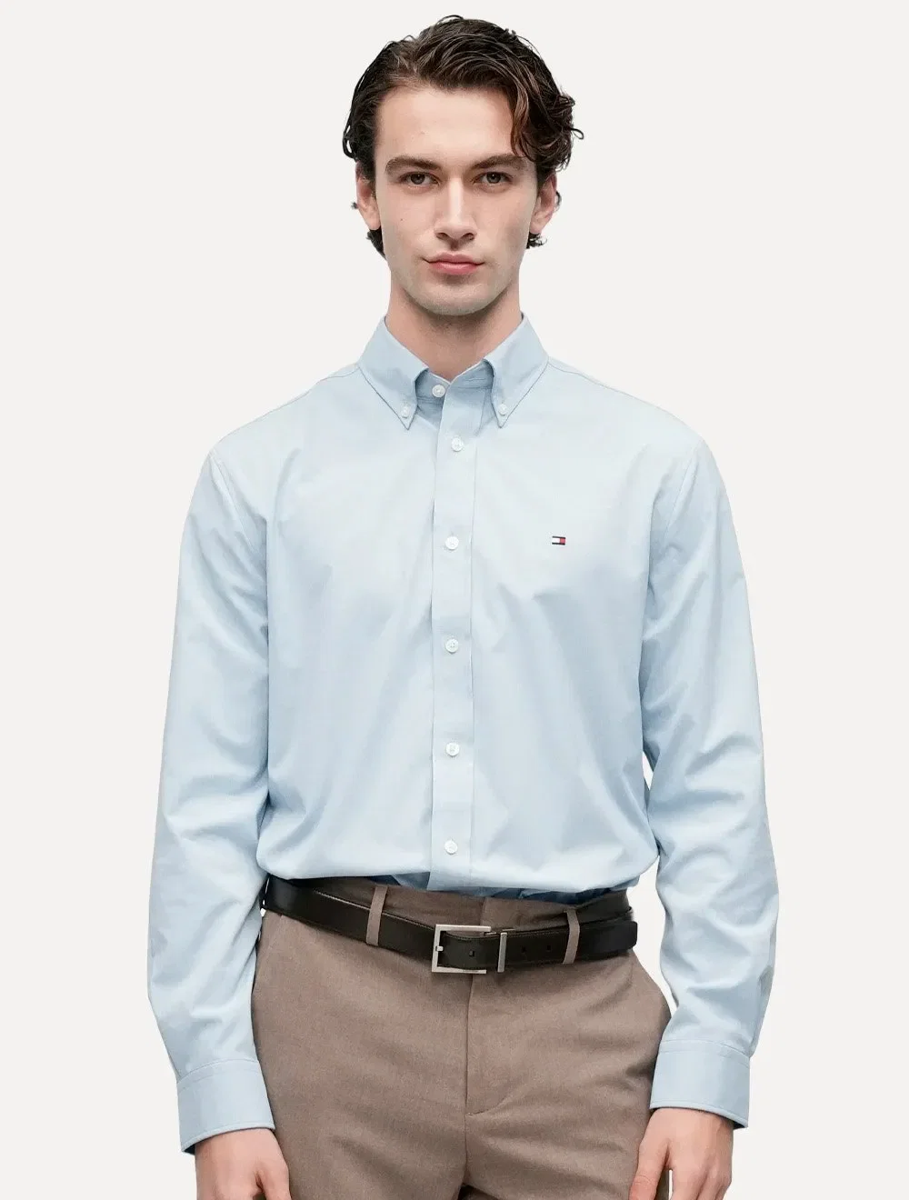 Camisa Tommy Hilfiger Masculina Regular Fit THFlex Poplin Azul Claro — imagem 1