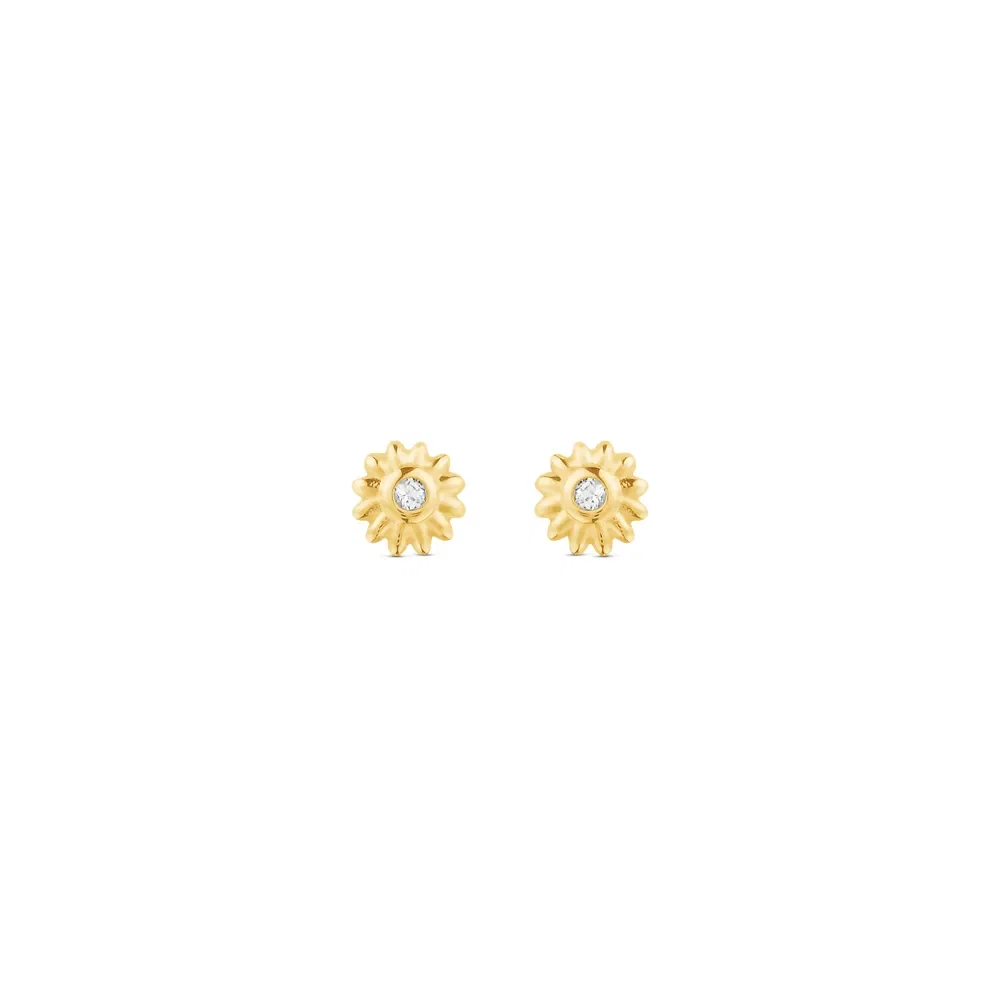 Brinco Baby Girassol em Ouro Amarelo 18k com Safira Incolor — imagem 1