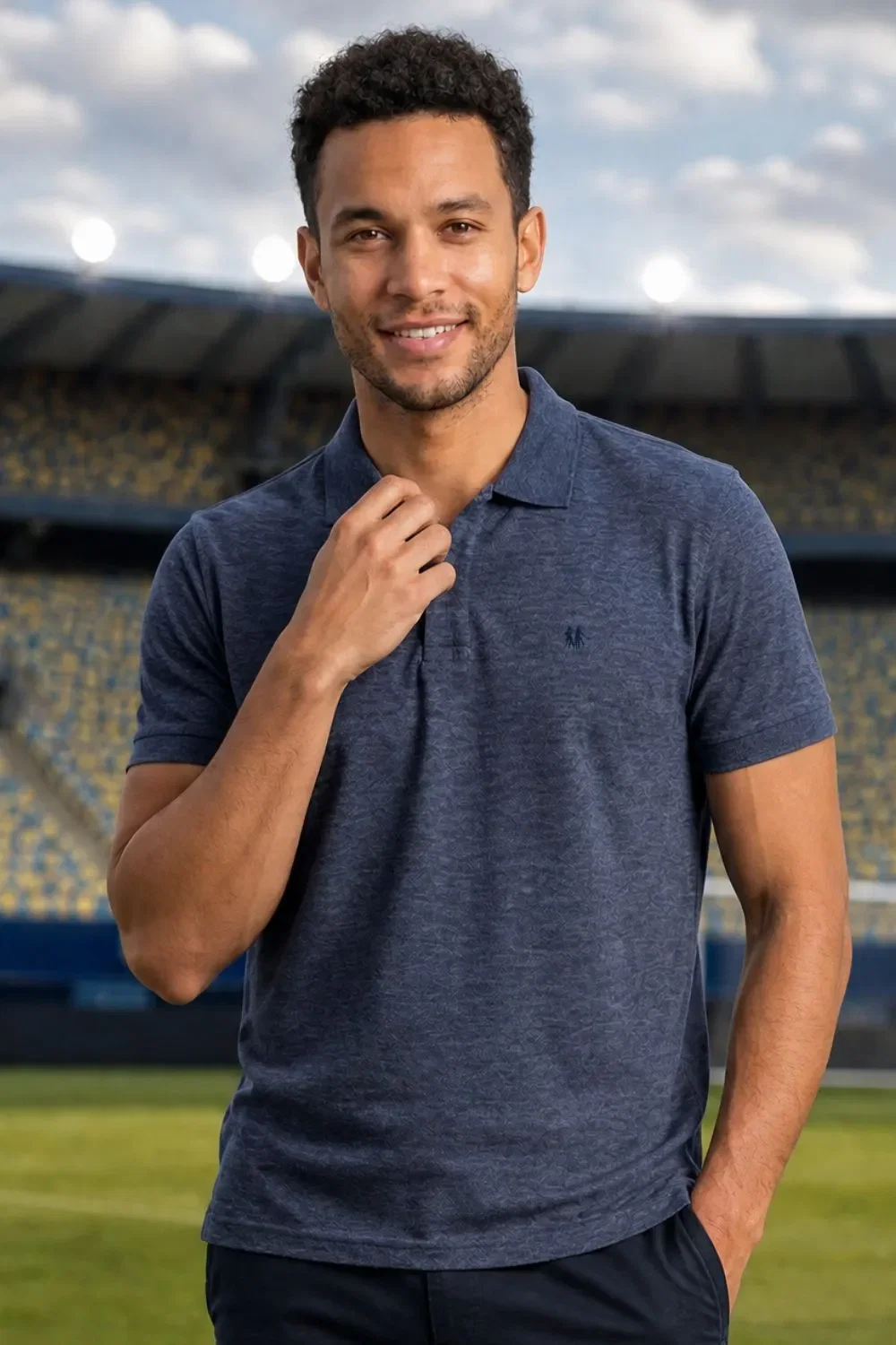 Polo Piquet Masculina Leve Confortável Polo Wear Azul Escuro