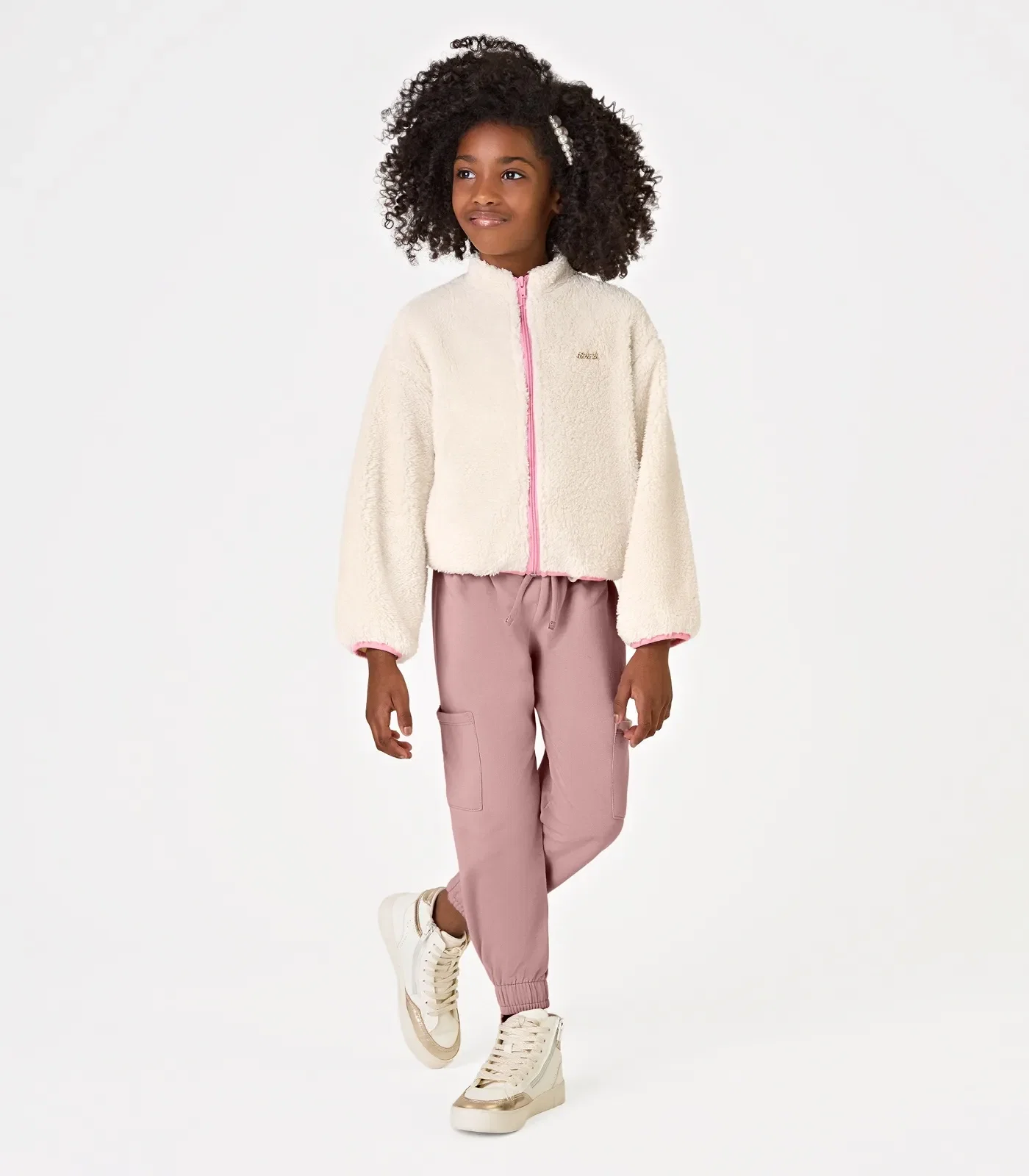Calça Feminina Cargo Moletom Trick Nick Rosa