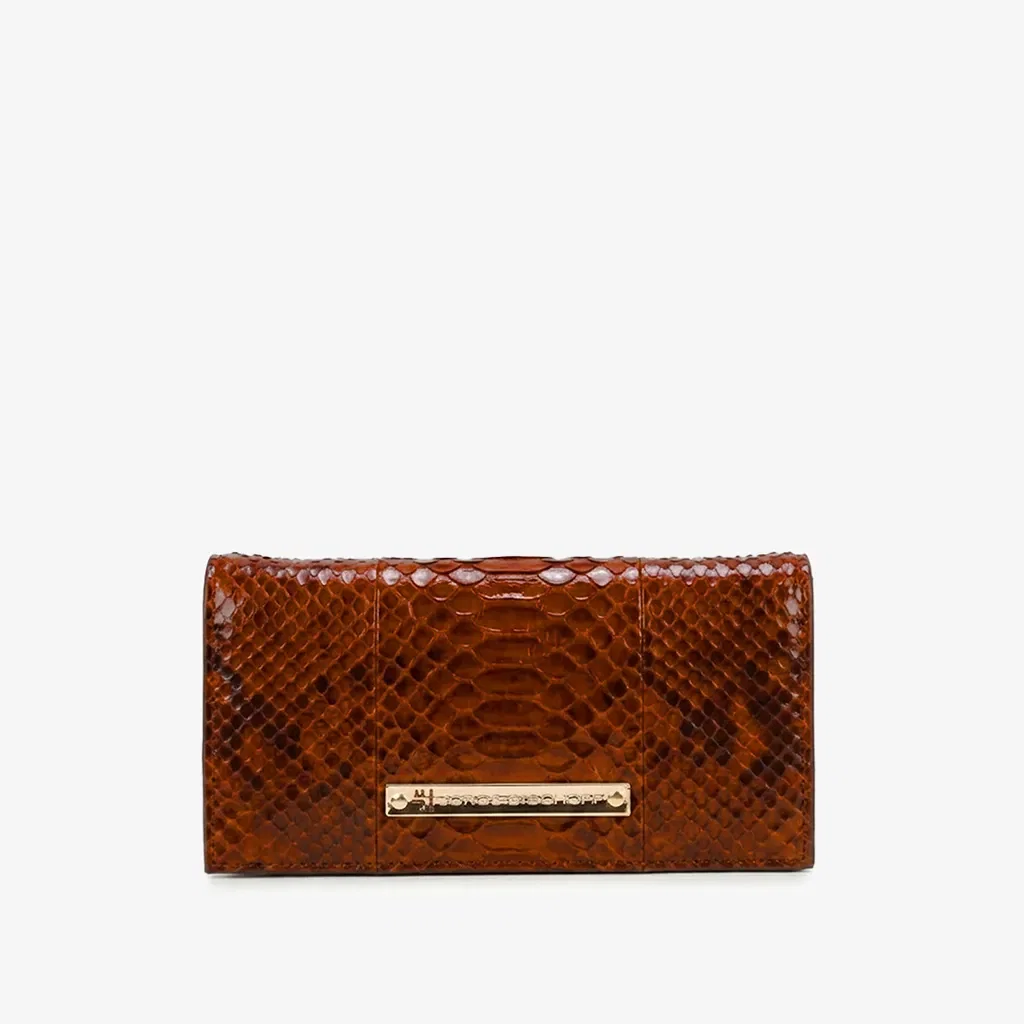 Carteira Envelope Caramelo Argila Cobra Python