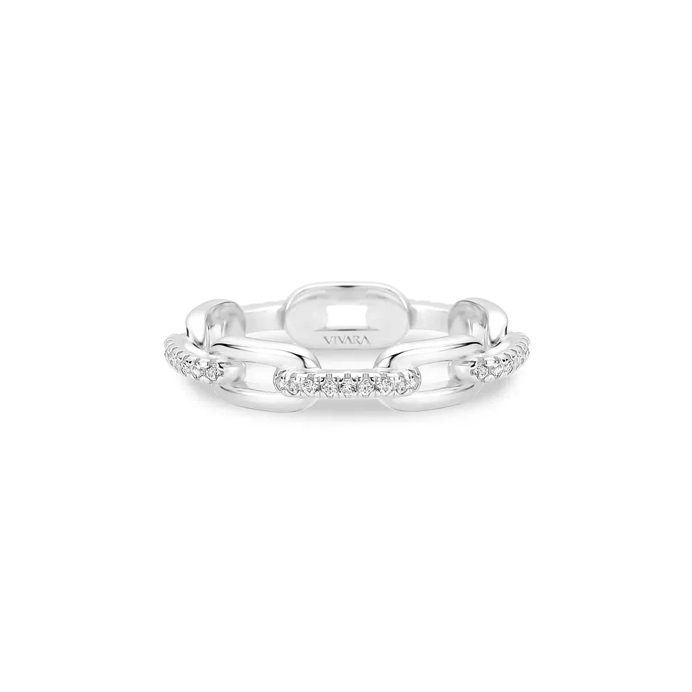 Anel Chains em Prata 925 com Safiras