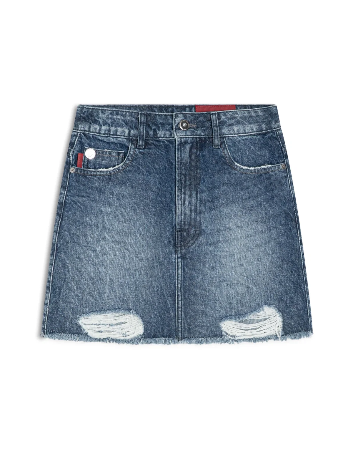 Saia Vintage Denim Emma Lav.Escuro C/ Puidos — imagem 1