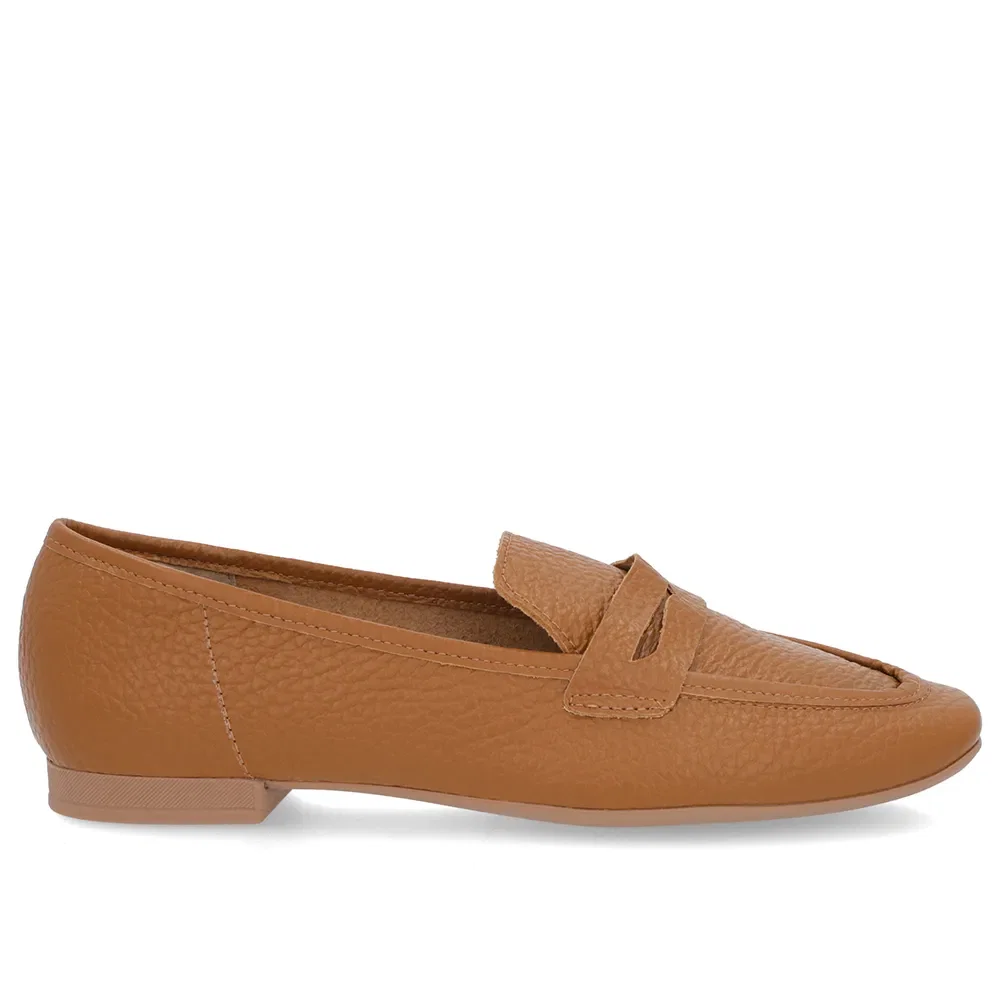 Loafer Marrom Salto Bloco Couro Bico Quadrado — imagem 1