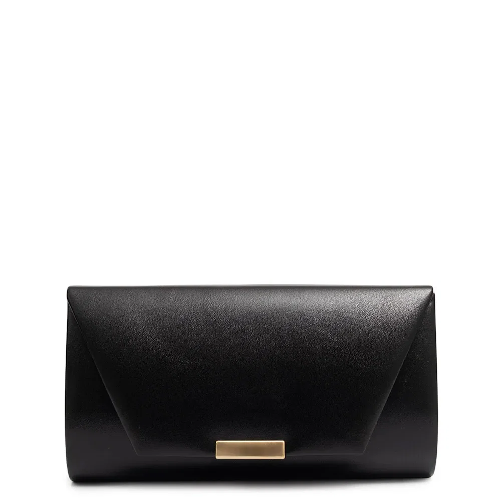 Bolsa Clutch Enfeite Metálico Preto